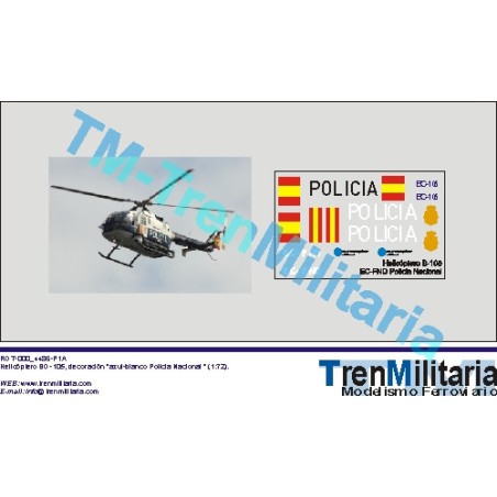 Calcas del helicóptero BO-105, Policia Nacional. Escala 1:72. Marca Trenmilitaria. Ref: 000_4486.