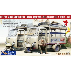 60‘~70’s Saigon Shuttle Motor-Tricycle Depot and a take break drive. Escala 1:35. Marca Gecko Models. Ref: 35GM0113.