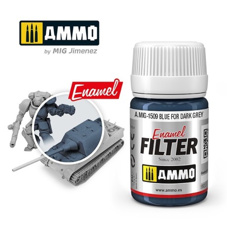 FILTRO Azul para Gris Oscuro. Bote de 35 ml. Marca Ammo of Mig Jimenez. Ref: AMIG1509, 1509.