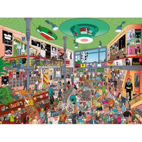 Tienda de registros, Records Store, 1500 pz. Puzzle Vertical. Marca Heye. Ref: 30086.