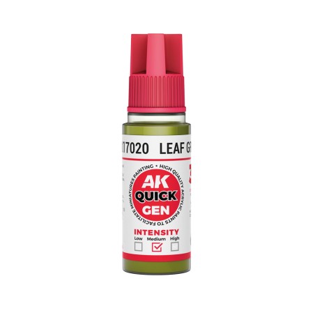LEAF GREEN – QUICK GEN COLOR. Bote de 18 ml. Marca AK Interactive. Ref: AK17020.
