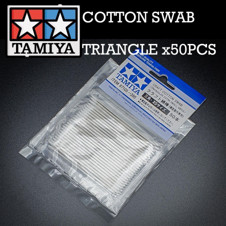 Bastoncillos de algodón, COTTON SWAB (TRIANGULAR, EXTRA SMALL). Blister 50 ud. Marca Tamiya. Ref: 87105.