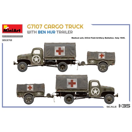 G7107 1,5T 4X4 CARGO TRUCK WITH TRAILER. Escala 1:35. Marca Miniart. Ref: 35372.