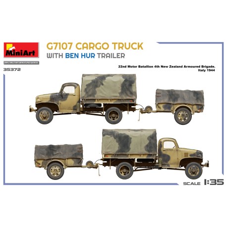 G7107 1,5T 4X4 CARGO TRUCK WITH TRAILER. Escala 1:35. Marca Miniart. Ref: 35372.