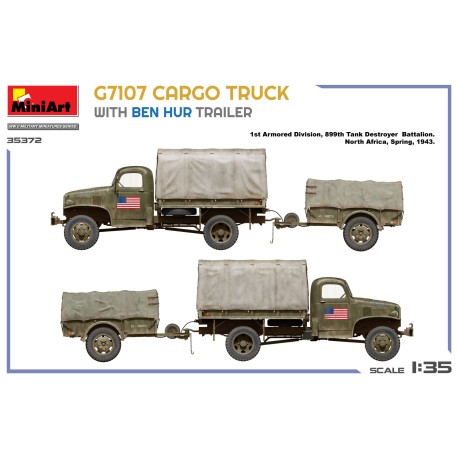 G7107 1,5T 4X4 CARGO TRUCK WITH TRAILER. Escala 1:35. Marca Miniart. Ref: 35372.
