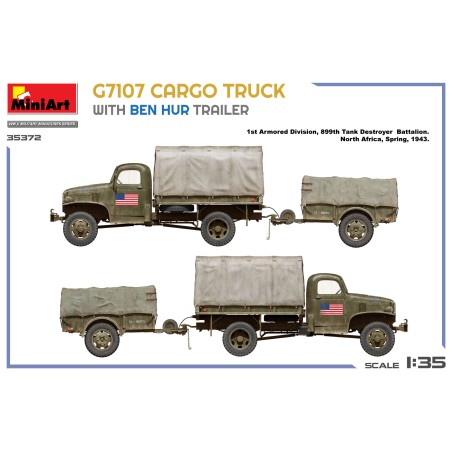 G7107 1,5T 4X4 CARGO TRUCK WITH TRAILER. Escala 1:35. Marca Miniart. Ref: 35372.