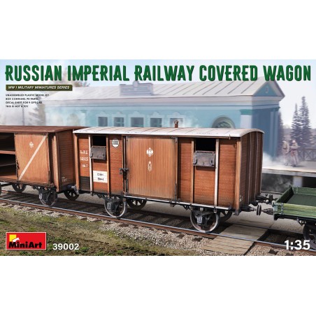 RUSSIAN IMPERIAL RAILWAY COVERED WAGON. Escala 1:35. Marca Miniart. Ref: 39002.
