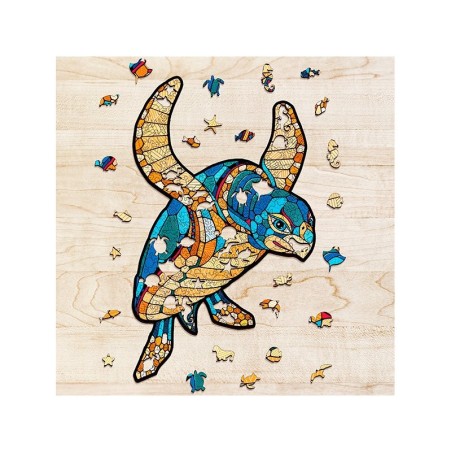 Puzzle TORTUGA (M) con 150 piezas, madera contrachapada.Marca Ewa. Ref: 00235.