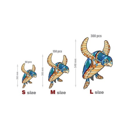 Puzzle TORTUGA (M) con 150 piezas, madera contrachapada.Marca Ewa. Ref: 00235.
