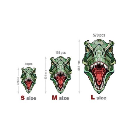 Puzzle T-REX (M) con 129 piezas, madera contrachapada.Marca Ewa. Ref: 00194.