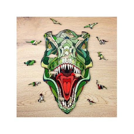 Puzzle T-REX (M) con 129 piezas, madera contrachapada.Marca Ewa. Ref: 00194.
