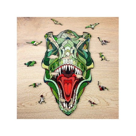 Puzzle T-REX (M) con 129 piezas, madera contrachapada.Marca Ewa. Ref: 00194.