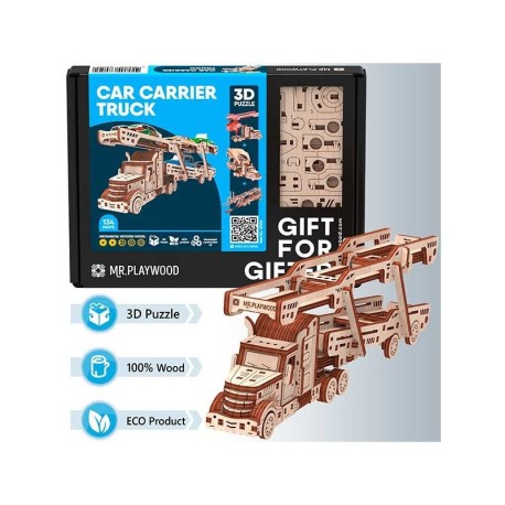 TRAILER PORTACOCHES con 134pz, madera contrachapada. Marca Mr.playwood. Ref: 10106.