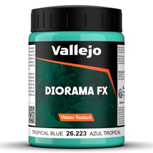 AGUA AZUL TROPICAL. Bote 200 ml. Marca Vallejo. Ref: 26.223, 26223.