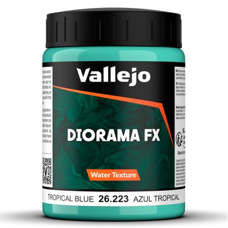 AGUA AZUL TROPICAL. Bote 200 ml. Marca Vallejo. Ref: 26.223, 26223.