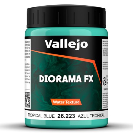 AGUA AZUL TROPICAL. Bote 200 ml. Marca Vallejo. Ref: 26.223, 26223.
