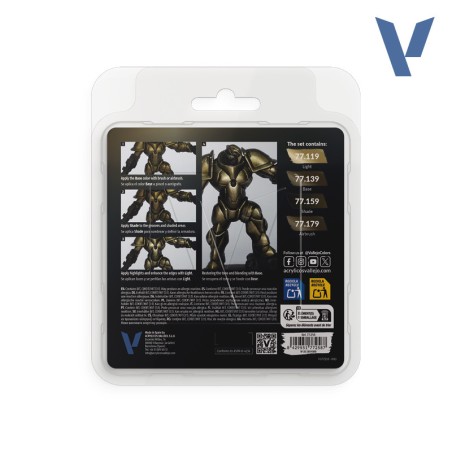 TRUE METALLIC METAL, AGED METAL PAINT SET, 4 Colores. Marca Vallejo. Ref: 77258, 77.258.