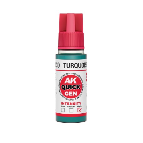 TURQUOISE GREEN – QUICK GEN COLOR. Bote de 18 ml. Marca AK Interactive. Ref: AK17030.