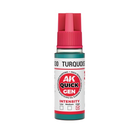 TURQUOISE GREEN – QUICK GEN COLOR. Bote de 18 ml. Marca AK Interactive. Ref: AK17030.