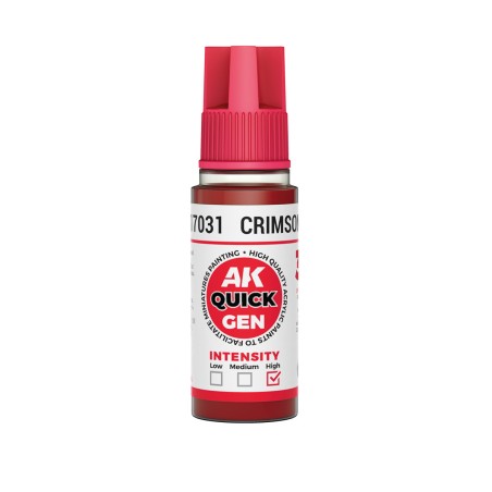 CRIMSON RED – QUICK GEN COLOR. Bote de 18 ml. Marca AK Interactive. Ref: AK17031.