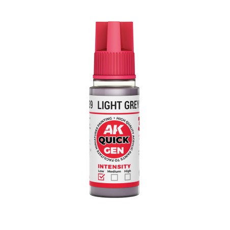 LIGHT GREY SHADOW – QUICK GEN COLOR. Bote de 18 ml. Marca AK Interactive. Ref: AK17039.