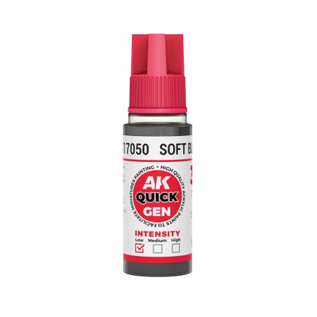 SOFT BLACK – QUICK GEN COLOR. Bote de 18 ml. Marca AK Interactive. Ref: AK17050.
