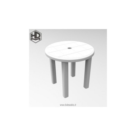 Mesa redonda de plástico. Escala 1:35. Marca Macone. Ref: HDMD35026.