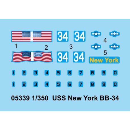 USS New York (BB-34). Escala: 1:350. Marca: Trumpeter. Ref: 05339.