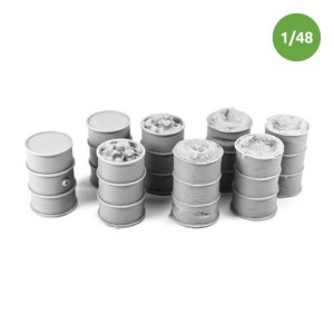Barriles metálicos. Escala 1:48. Marca Macone. Ref: MAC48009.