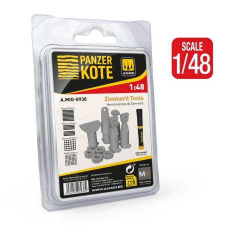 Herramientas Zimmerit, panzer Kote, 1/48. Marca Ammo by Mig Jimenez. Ref: AMIG8938.