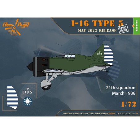 1/72 I-16 Tipo 5 Versión Inicial (Kit de Inicio) . Escala 1:72. Marca CLEAR PROP. Ref: CP72024.