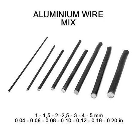 Alambre de aluminio MIX.. 1, 1.5, 2, 2.5, 3, 3.5, 4 y 5mm. Marca Macone. Ref: MAC35530.