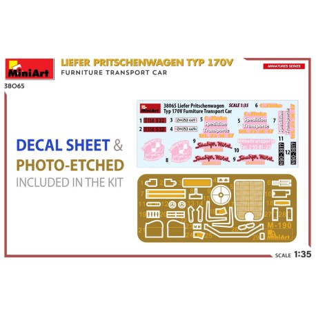 LIEFER PRITSCHENWAGEN TYP 170V. FURNITURE TRANSPORT CAR. Escala 1:35. Marca Miniart. Ref: 38065.