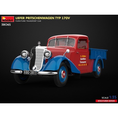 LIEFER PRITSCHENWAGEN TYP 170V. FURNITURE TRANSPORT CAR. Escala 1:35. Marca Miniart. Ref: 38065.