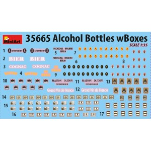 ALCOHOL BOTTLES w/BOXES. Escala 1:35. Marca Miniart. Ref: 35665. 2