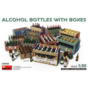 ALCOHOL BOTTLES w/BOXES. Escala 1:35. Marca Miniart. Ref: 35665.