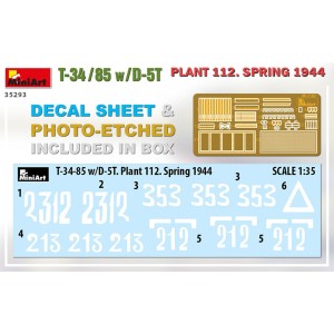 T-34/85 w/D-5T PLANT 112. SPRING 1944. Escala 1:35. Marca Miniart. Ref: 35293. 2