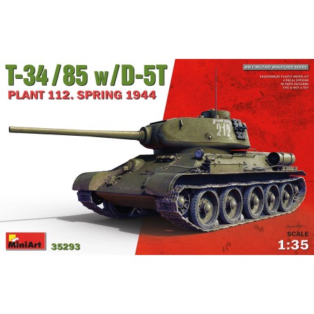T-34/85 w/D-5T PLANT 112. SPRING 1944. Escala 1:35. Marca Miniart. Ref: 35293.