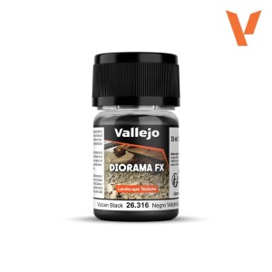 Negro Volcánico 0.1-0.6 mm. Bote 48gr. Marca Vallejo. Ref: 26.316, 26316.