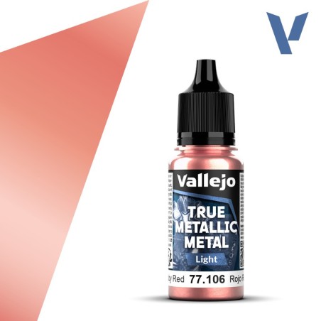 TRUE METALLIC METAL, Rojo Rubí. Marca Vallejo. Ref: 77106, 77.106.