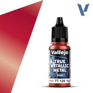 TRUE METALLIC METAL, Rojo Rubí, BASE. Marca Vallejo. Ref: 77126, 77.126.