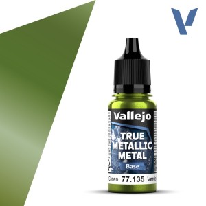 TRUE METALLIC METAL, Verde Ámbar, BASE. Marca Vallejo. Ref: 77135, 77.135.