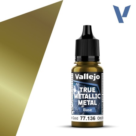 TRUE METALLIC METAL, Oro Verde, BASE. Marca Vallejo. Ref: 77136, 77.136.