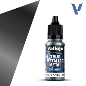 TRUE METALLIC METAL, Negro Obsidiana, AIRBRUSH. Marca Vallejo. Ref: 77180, 77.180.