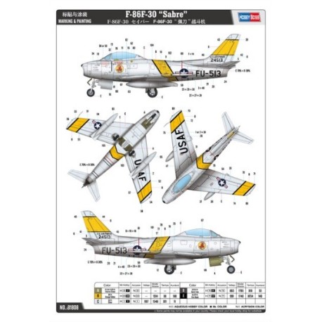 F-86F-30 “Sabre”. Escala 1:18. Marca HOBBY BOSS. Ref: 81808.