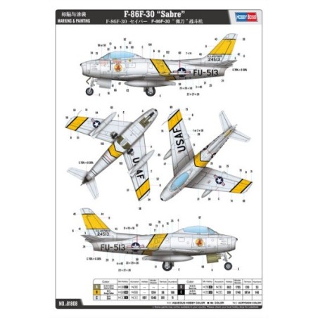 F-86F-30 “Sabre”. Escala 1:18. Marca HOBBY BOSS. Ref: 81808.