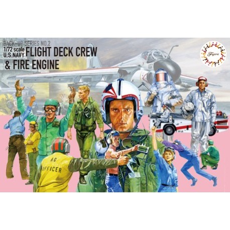 FDC-2 U.S. Navy Flight Deck Crew & Fire Engine. Escala 1:72. Marca Fujimi. Ref: 723464.