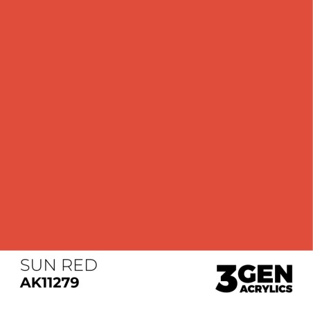 Acrílicos de 3rd Generación, SUN RED – COLOR PUNCH. Bote 17 ml. Marca Ak-Interactive. Ref: Ak11279.