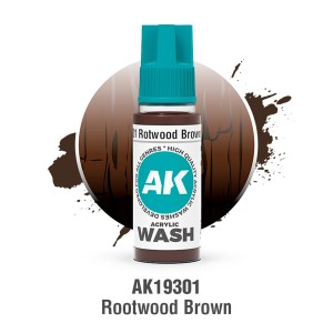 ACRYLIC WASH, ROTWOOD BROWN. Bote 17 ml. Marca Ak-Interactive. Ref: Ak19301.