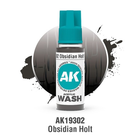 ACRYLIC WASH, OBSIDIAN HOLT. Bote 17 ml. Marca Ak-Interactive. Ref: Ak19302.